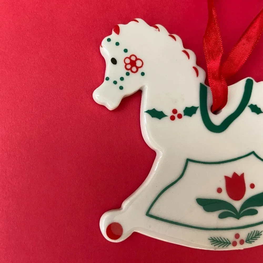 Vintage Christmas Ceramic Ornament Horse